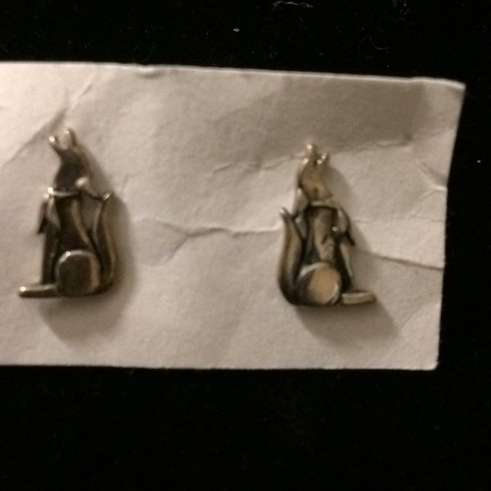 Small  sterling silver coyote earrings
